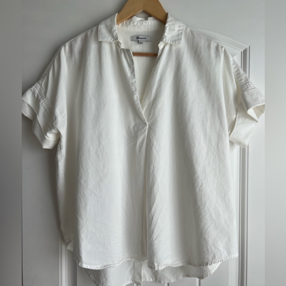 Madewell Courier Button-Back Shirt in white cotton twill